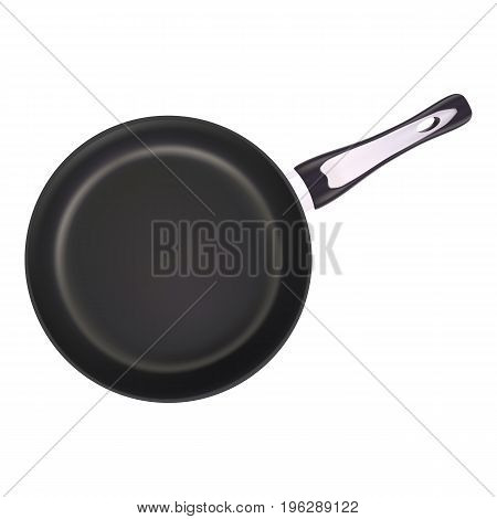Black Metal Frying Pan Isolated On A White Background. Vector.