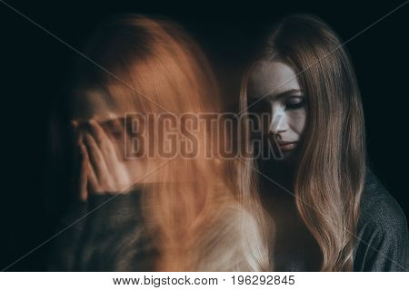 Girl with a mental disorder going through a tough time