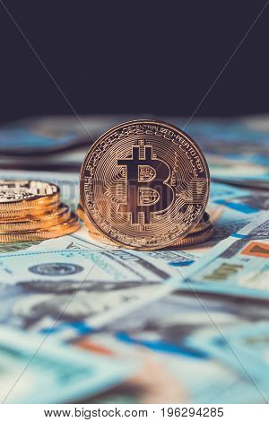 Golden bitcoin. Bitcoin cryptocurrency.