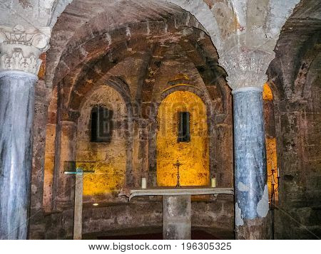 Hdr Santa Maria Assunta Cathedral Crypt In Sutri