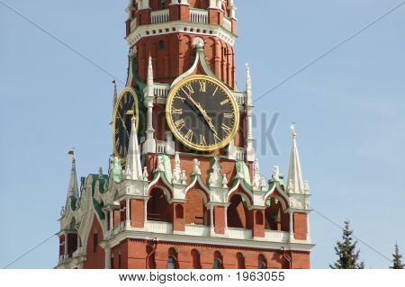 Detalle de Spasskaya Bashnya, Plaza Roja, Moscú, Rusia