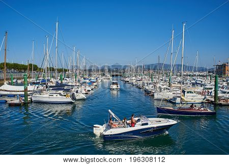 Yachts Moored In Marina Port Of Hondarribia, Basque Country, Spain.