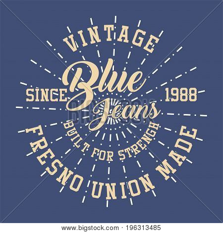 graphic design VINTAGE BLUE JEANS for shirt and print