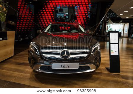 BERLIN - JANUARY 24 2015: Compact executive crossover Mercedes-Benz GLA250 4Matic. Produced since 2013.