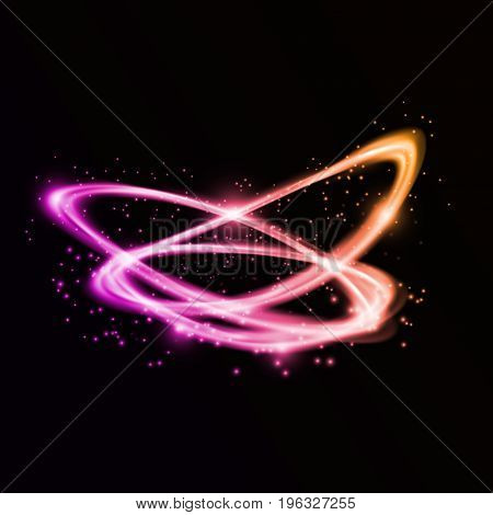 Bright colorful tornado swirling flare sparkling. Glowing maelstorm effect. Vector illustration