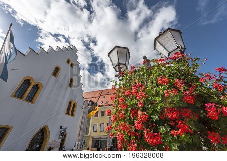 Schongau, Germany - October 2016: The charm of the small towns at Romantic Road