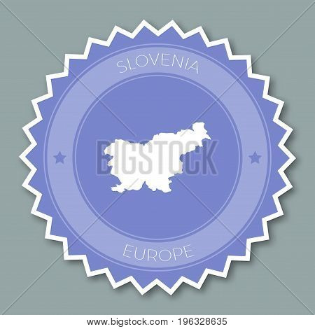 Slovenia Badge Flat Design. Round Flat Style Sticker Of Trendy Colors With Country Map And Name. Cou