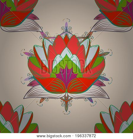 Colour Spring Theme seamless pattern Background. Vector illustration. Flat Flower Elements Design. Elegant Flowers Bouquet Watercolor on a colorful background.
