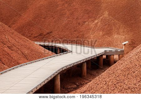 Walkway in the Painted Hills part of the John Day Fossil Beds National Monument Oregon USA