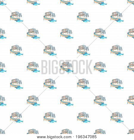 Waterslide in pool pattern seamless repeat in cartoon style vector illustration