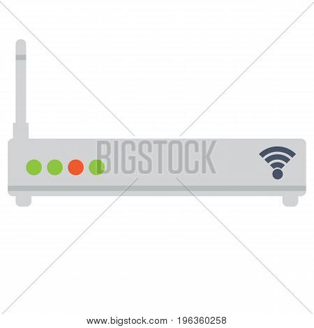 Wireless ethernet modem router vector illustration. Flat style design. Colorful graphics
