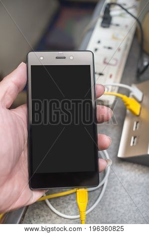 smart phone super speed charging with full battery on screen turbo charge double fast speed charging technology concept