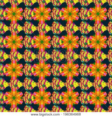Reaver Fishes On Colored Background. Exotic Fish. Seamless Pattern With Tropical Fish. Vector Illust