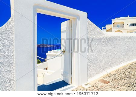 Door to nowhere. One of symbols of Greek island Santorini.