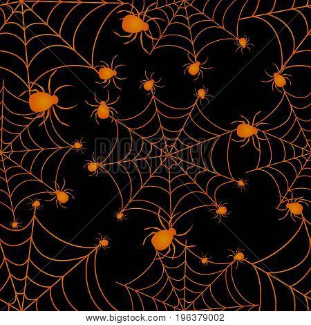 Abstract Seamless Pattern For Girls Or Boys. Creative Vector Background With Net, Spider, Halloween.
