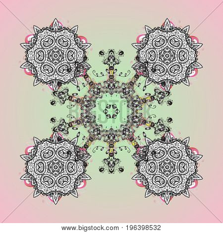 Symbol Of Winter. Isolated Watercolor Snowflakes On Colorful Background. Vector Illustration With Is