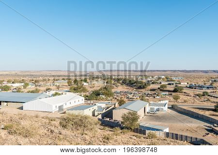 KEETMANSHOOP NAMIBIA - JUNE 13 2017: A view of the industrial area of Keetmanshoop the capital town of the Karas Region of Namibia