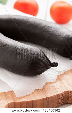 British black pudding or blood sausage made with pork