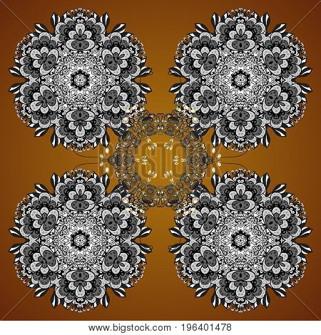Snowflakes Snowfall Stylized Snow On Brown Background. Design. Stock Vector Illustration Falling Sno