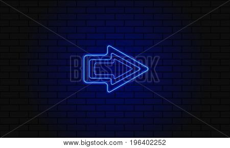 Blue Neon Arrow On A Brick Background