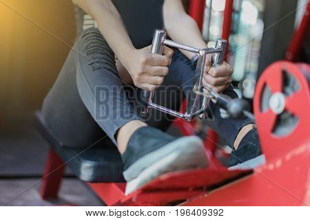 fitness woman doing exercises in the gym. Fitness - concept of healthy lifestyle. Fitness woman in the gym