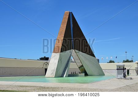 Lisbon Portugal - June 11 2017: Aos Combatentes do Ultramar in Belem. National memorial monument to the Portuguese soldiers fallen in Africa during the 1961-1975