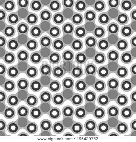 Hand Spinners Seamless pattern. Vector illustration on white background. Monochrome background