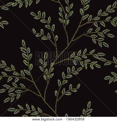 Elegant seamless pattern with hand drawn decorative fbranches design elements. Floral pattern for wedding invitations cards wallpapers scrapbooking print gift wrap manufacturing. Embroidery