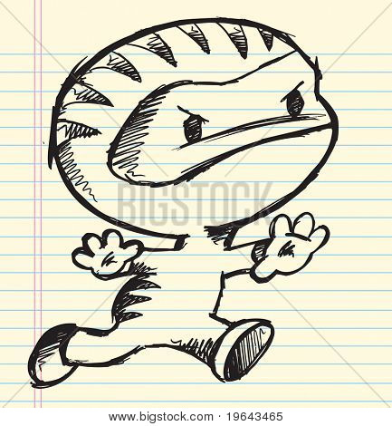 Carnet croquis Doodle Ninja Vector Illustration