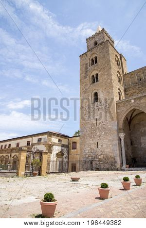 Cefalu cathedral - Medieval Norman Cathedral-Basilica of Cefalu (Duomo di Cefalu ) dating from 1131 is a Roman Catholic church in Cefalu Sicily Italy