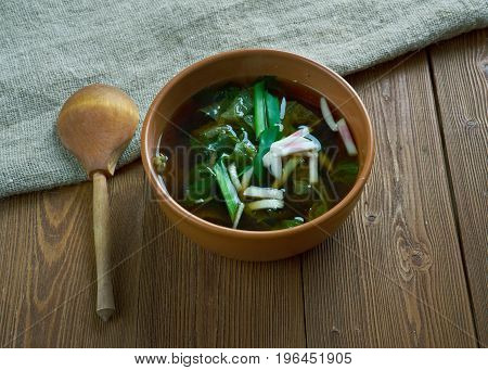 krosheva Grey stchi Russian cabbage soup. .close up meal