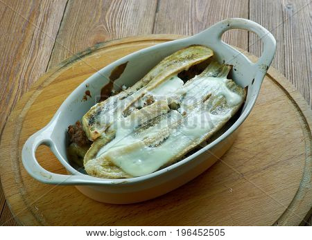 Pastelon - Plantain and Beef Casserole made in Dominican Republic and Puerto Rico. version of lasagna or casserole