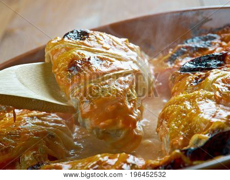 Kaalikaaryleet - Finnish stuffed cabbage  close up meal