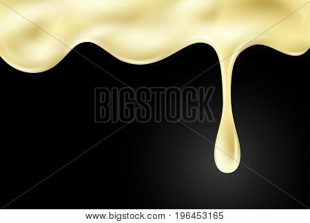 Wave of custard on black background. Vector design
