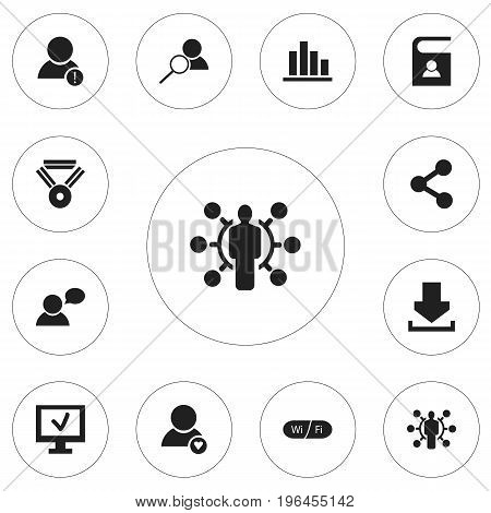 Set Of 12 Editable Global Icons. Includes Symbols Such As Wifi, Thinking Man, Log In And More