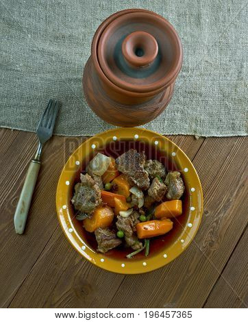 Crock pot Beef Stew.Canadian cuisine.  close up meal