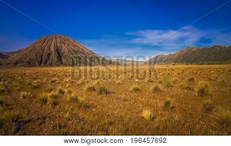 Spectacular landscape of Gunung Bromo and Sumeru volcanoes in Java, Indonesia