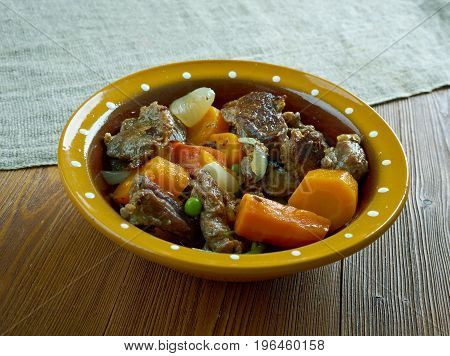 Crock pot Beef Stew. Canadian cuisine close up meal