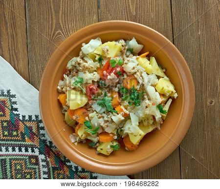 gerlash Lithuanian kapusta vegetable stew. close up