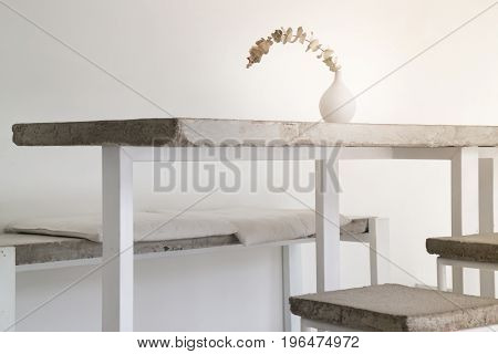 Dried eucalyptus leaves in vases stock photo