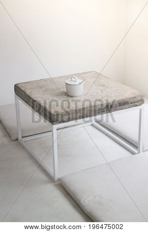 Minimal styled with concrete table top stock photo