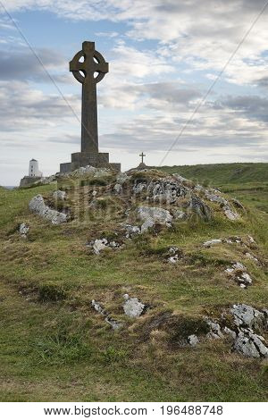 Celtic Cross Concept Landscape In Ynys Llanddwyn Island In Anglesey Wales