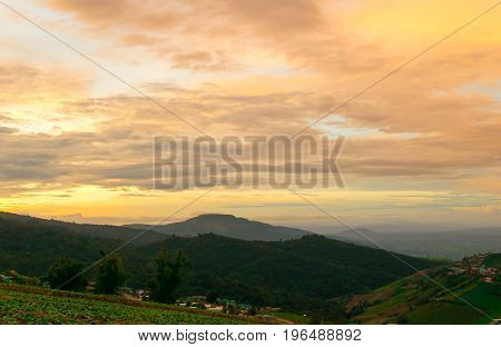 View nature mountain sky and fog phu tubberk thailand