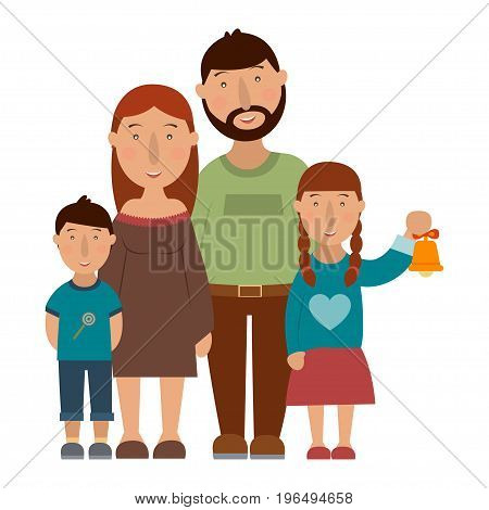 A happy little family of 2 kids and 2 adults before Christmas.