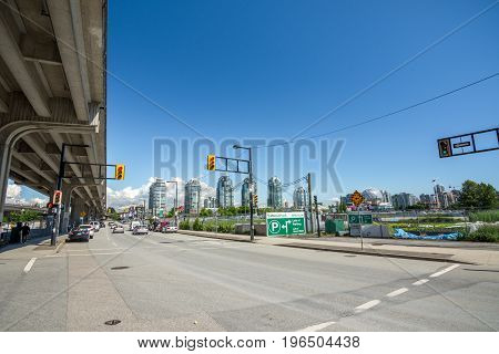 Vancouver Canada - June 20 2017: The world of science and olympic village at Flase creek on a sunny afternoon