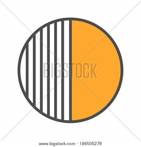Half color icon. Half hatched abstract metaphor. Isolated vector illustration