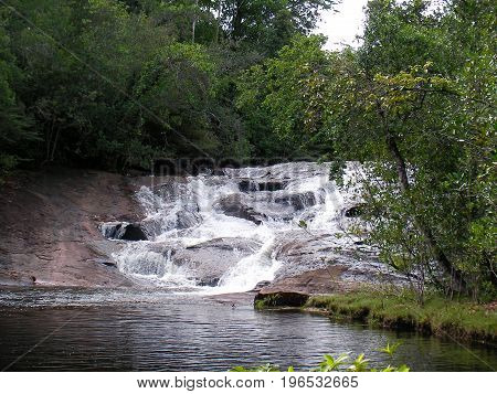 Waterfall in French Guyana rainforest, south america