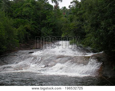 Waterfall in French Guyana rainforest, south america