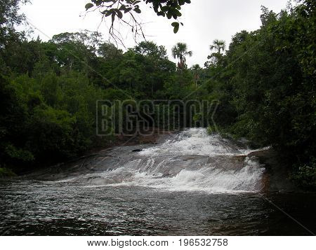 Waterfall in French Guyana rainforest, south america