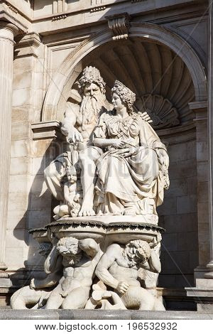 Neptune Fountain Next To Albertina Museum